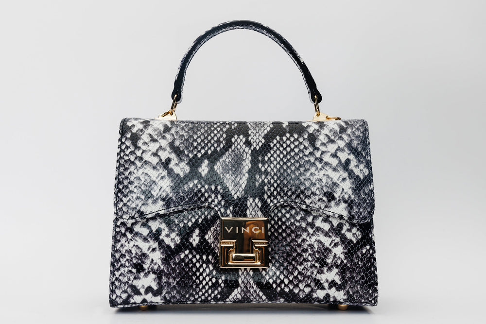 The Venezia Black White Leather Handbag All New
