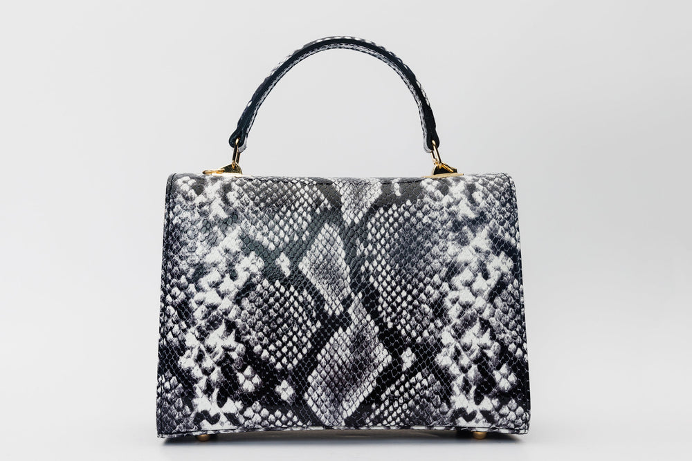 The Venezia Black White Leather Handbag All New