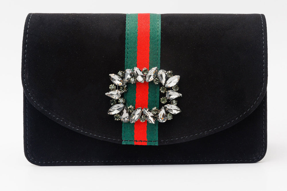 The Afega Black Suede Leather Handbag Fine Craftsmanship