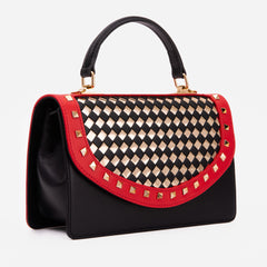 The Dosso Black and Gold Handwoven Leather Handbag Exclusive Style