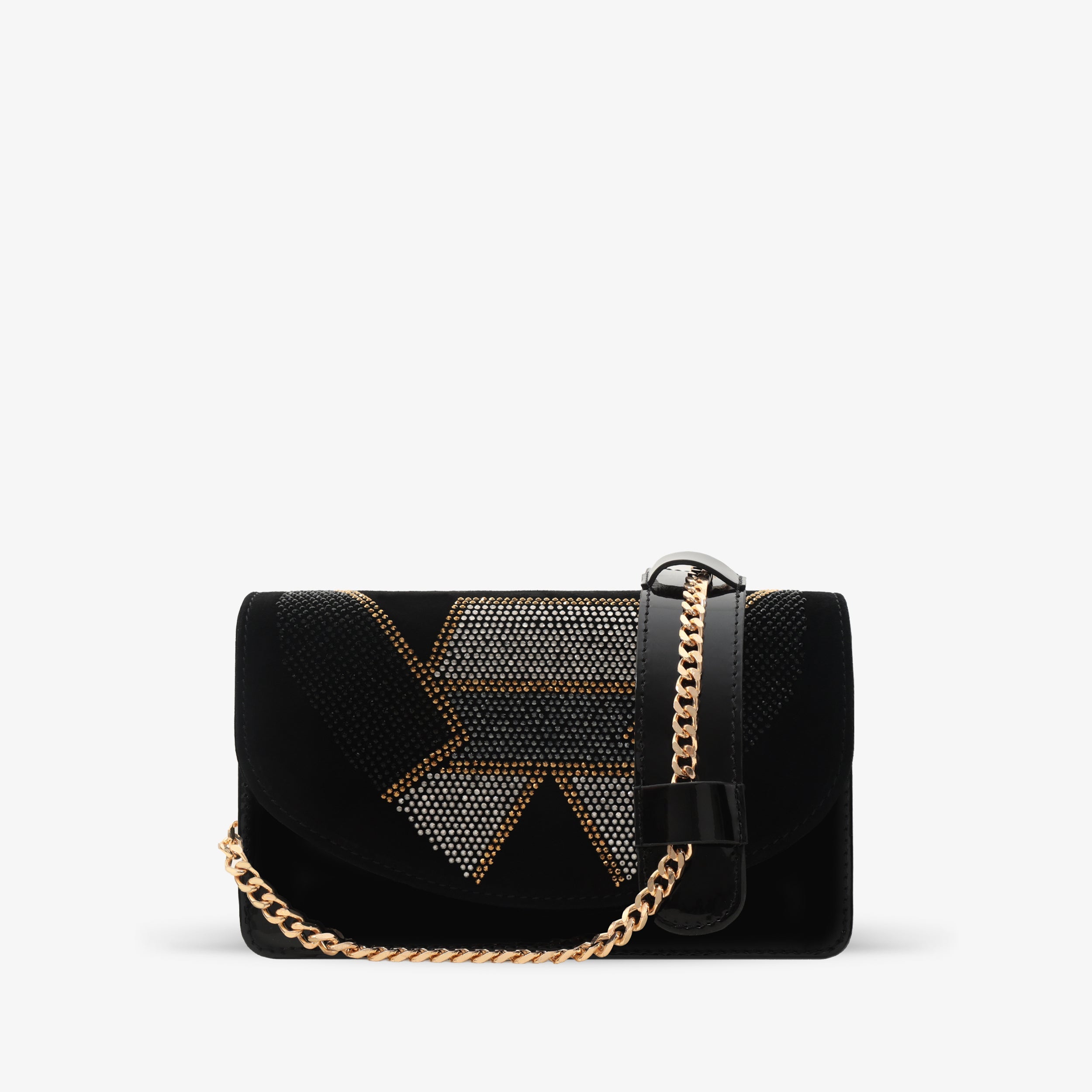The Magnolia Black Glitter Leather Handbag For Sale