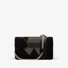 The Magnolia Black Glitter Leather Handbag For Sale