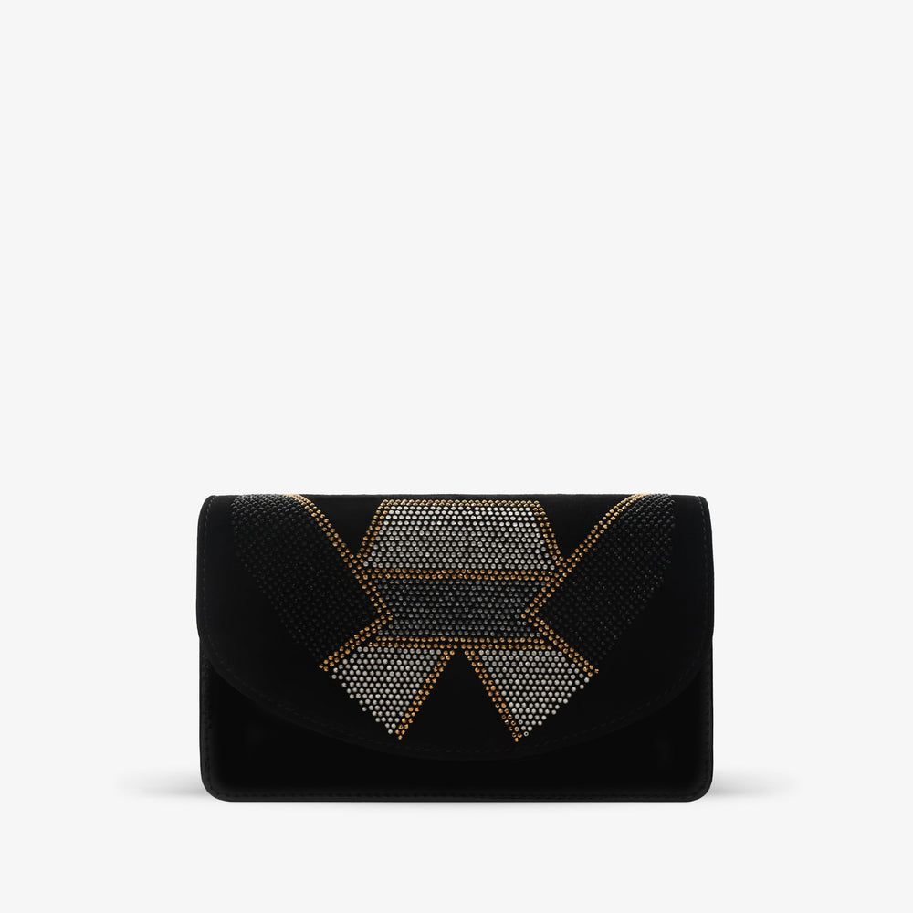 The Magnolia Black Glitter Leather Handbag For Sale
