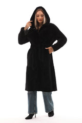 The Virella Reversible Hooded Shearling Leather Jacket On Sale