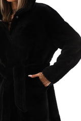 The Virella Reversible Hooded Shearling Leather Jacket On Sale