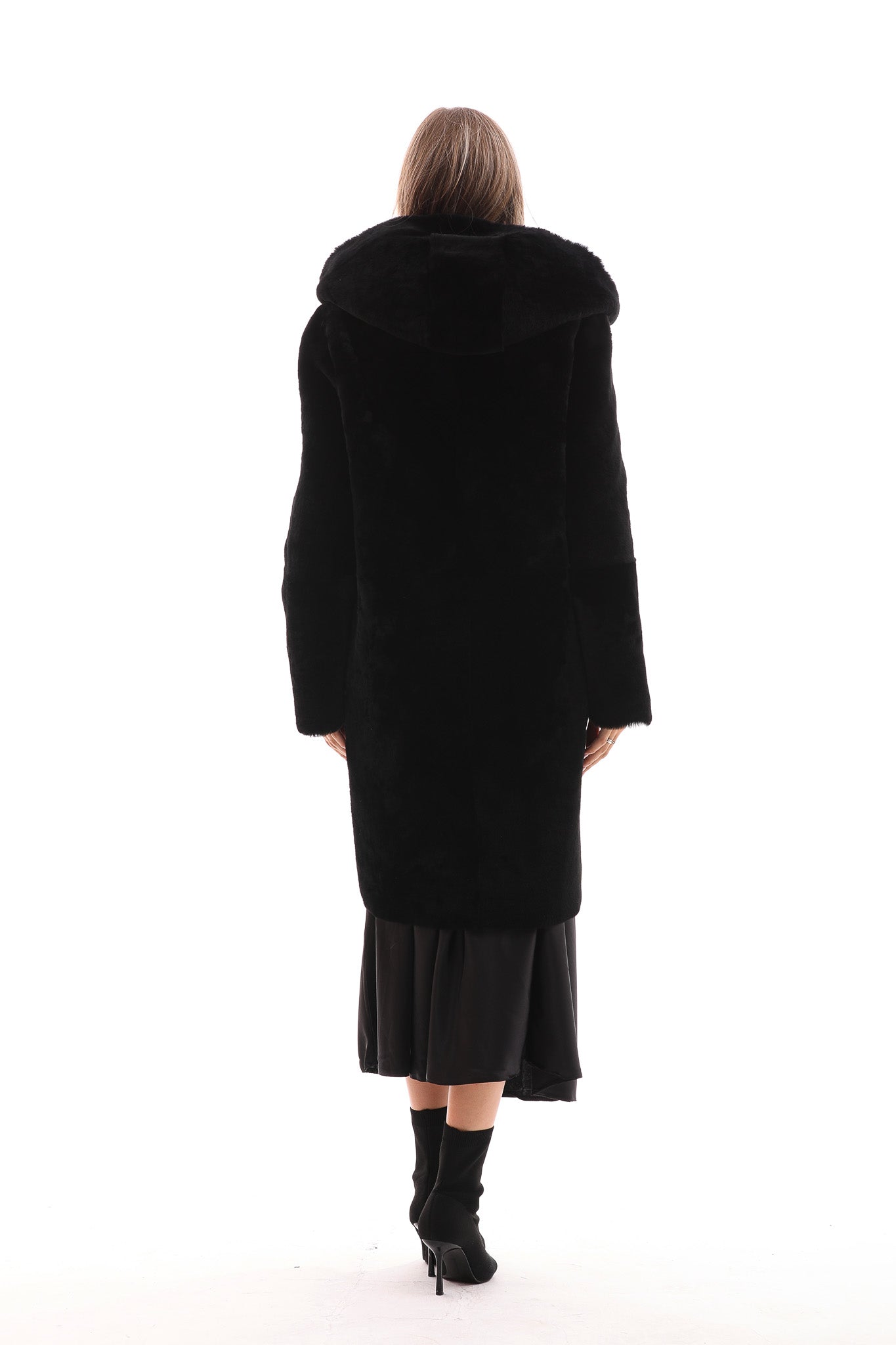 The Noctura Reversible Hooded Shearling Leather Jacket For Sale