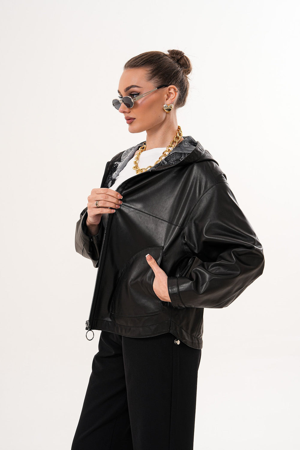 The Calyra Reversible Leather Jacket – Black Fine Craftsmanship