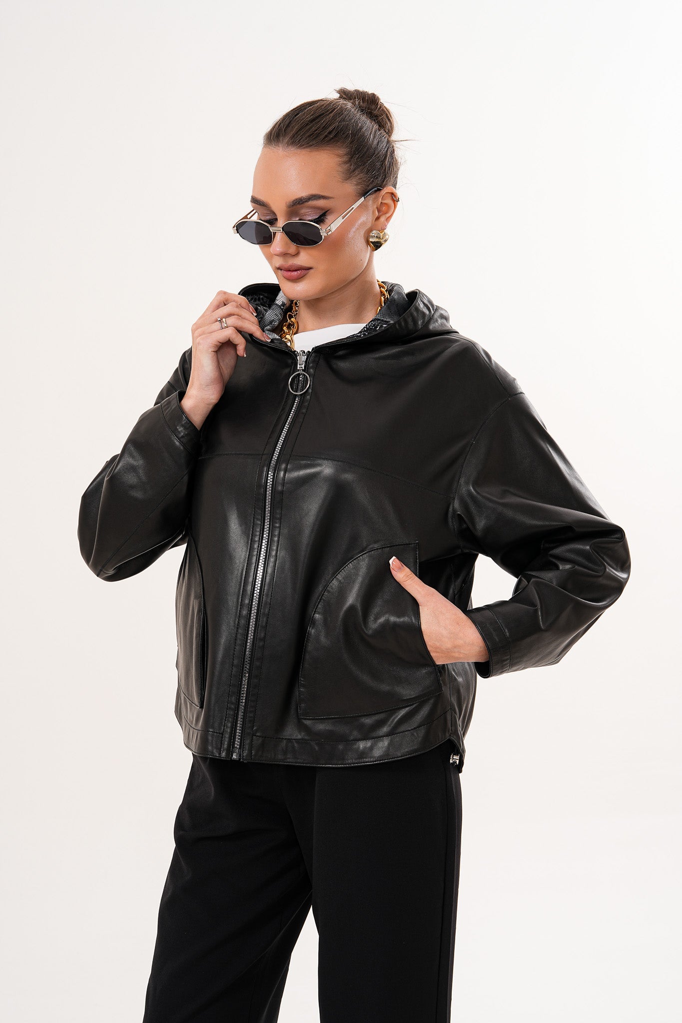The Calyra Reversible Leather Jacket – Black Fine Craftsmanship