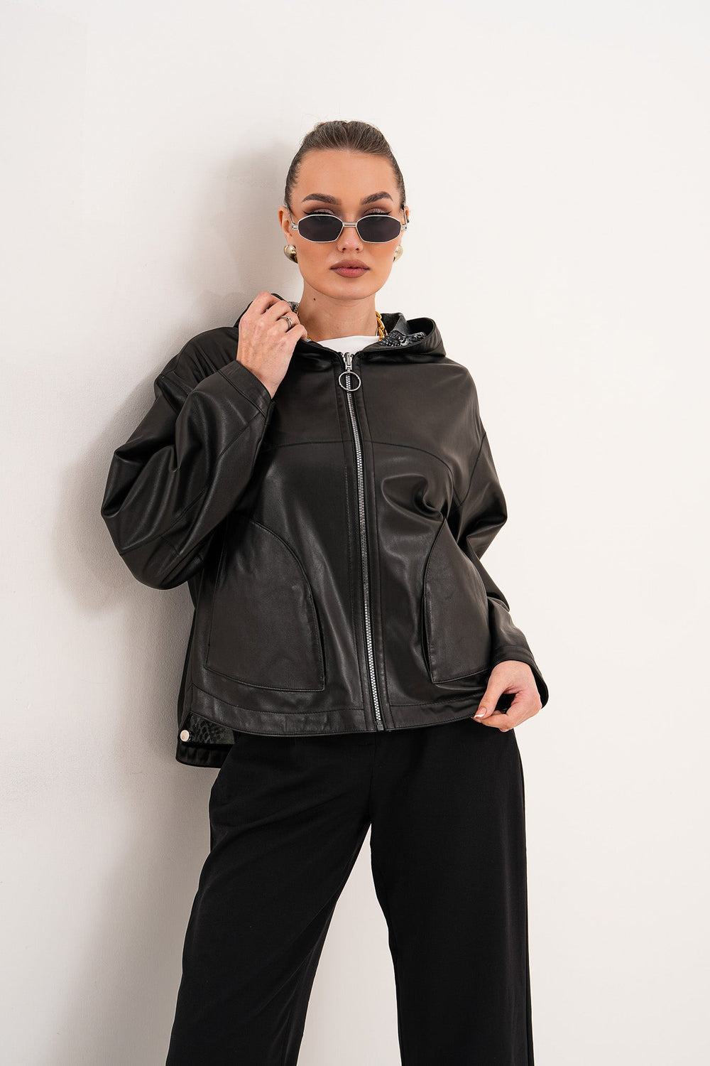 The Calyra Reversible Leather Jacket – Black Fine Craftsmanship