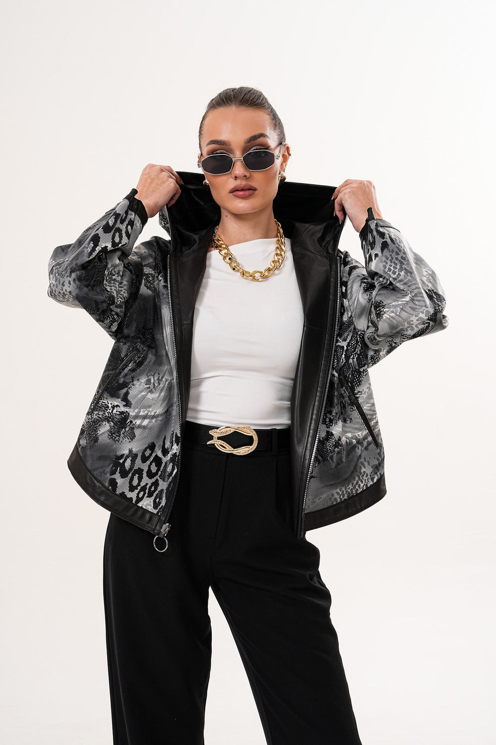 The Calyra Reversible Leather Jacket – Black Fine Craftsmanship