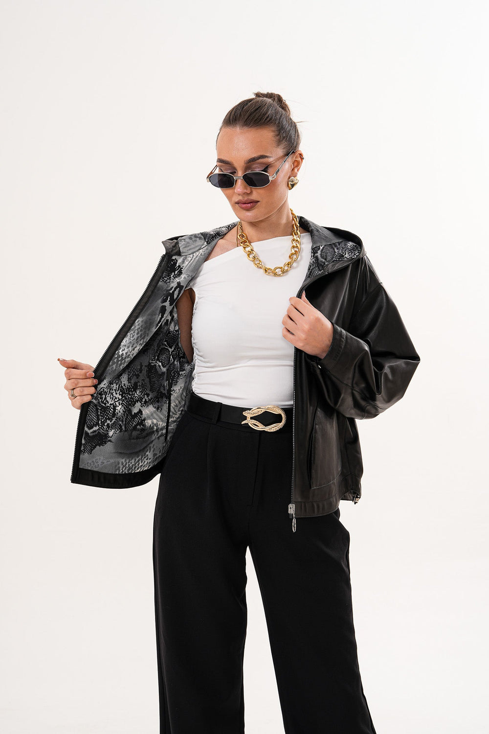 The Calyra Reversible Leather Jacket – Black Fine Craftsmanship