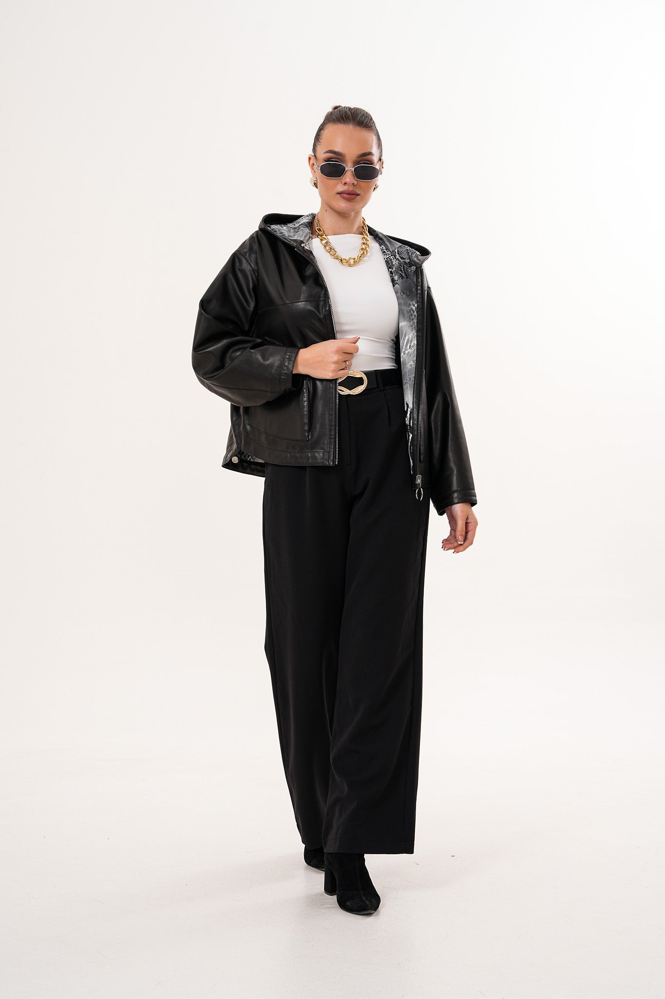 The Calyra Reversible Leather Jacket – Black Fine Craftsmanship