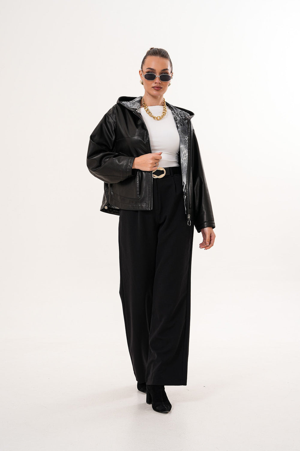 The Calyra Reversible Leather Jacket – Black Fine Craftsmanship