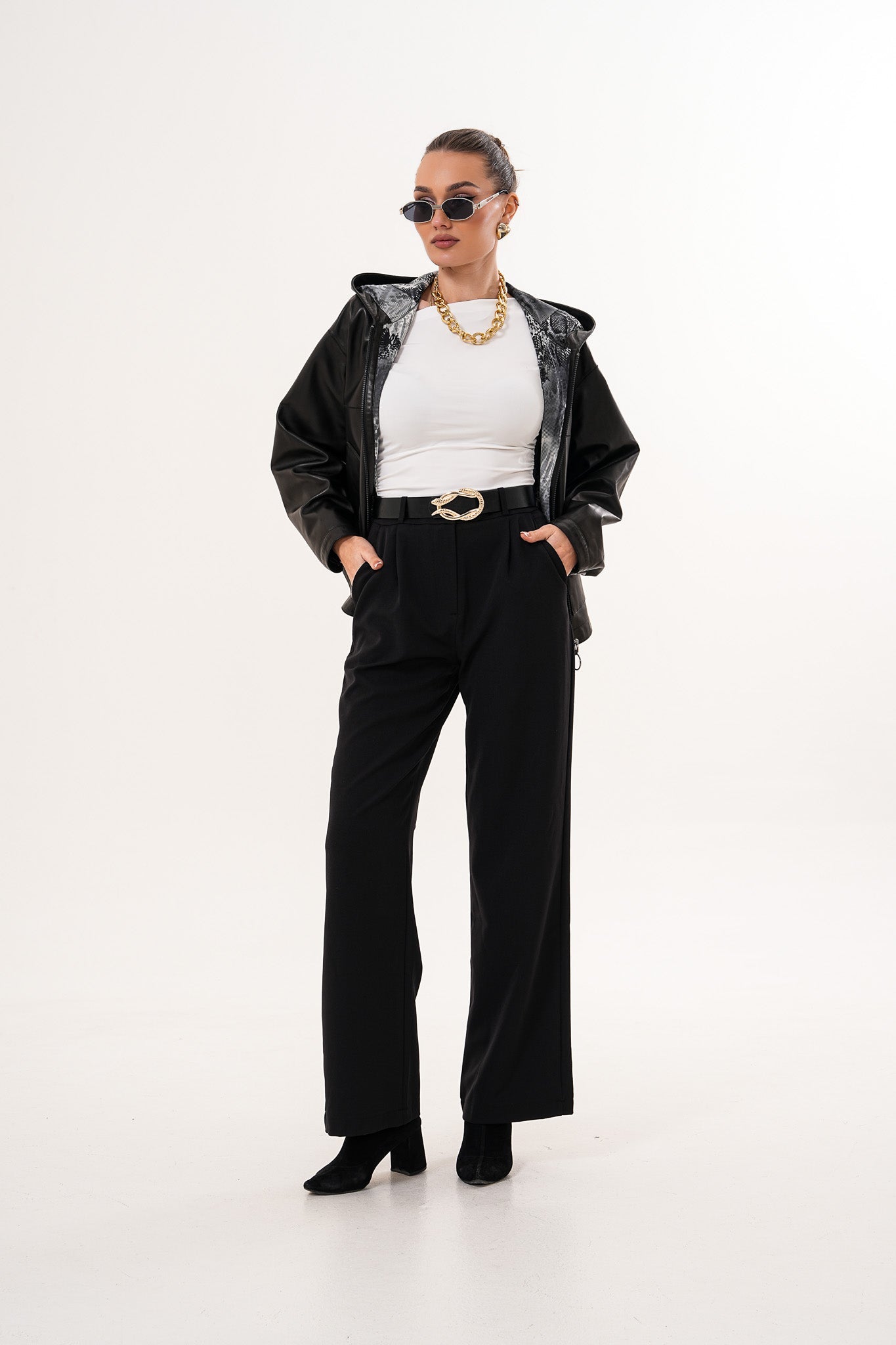 The Calyra Reversible Leather Jacket – Black Fine Craftsmanship