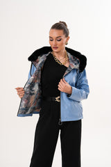 The Velora Sky Blue Reversible Lambskin Leather Jacket Exclusive Style