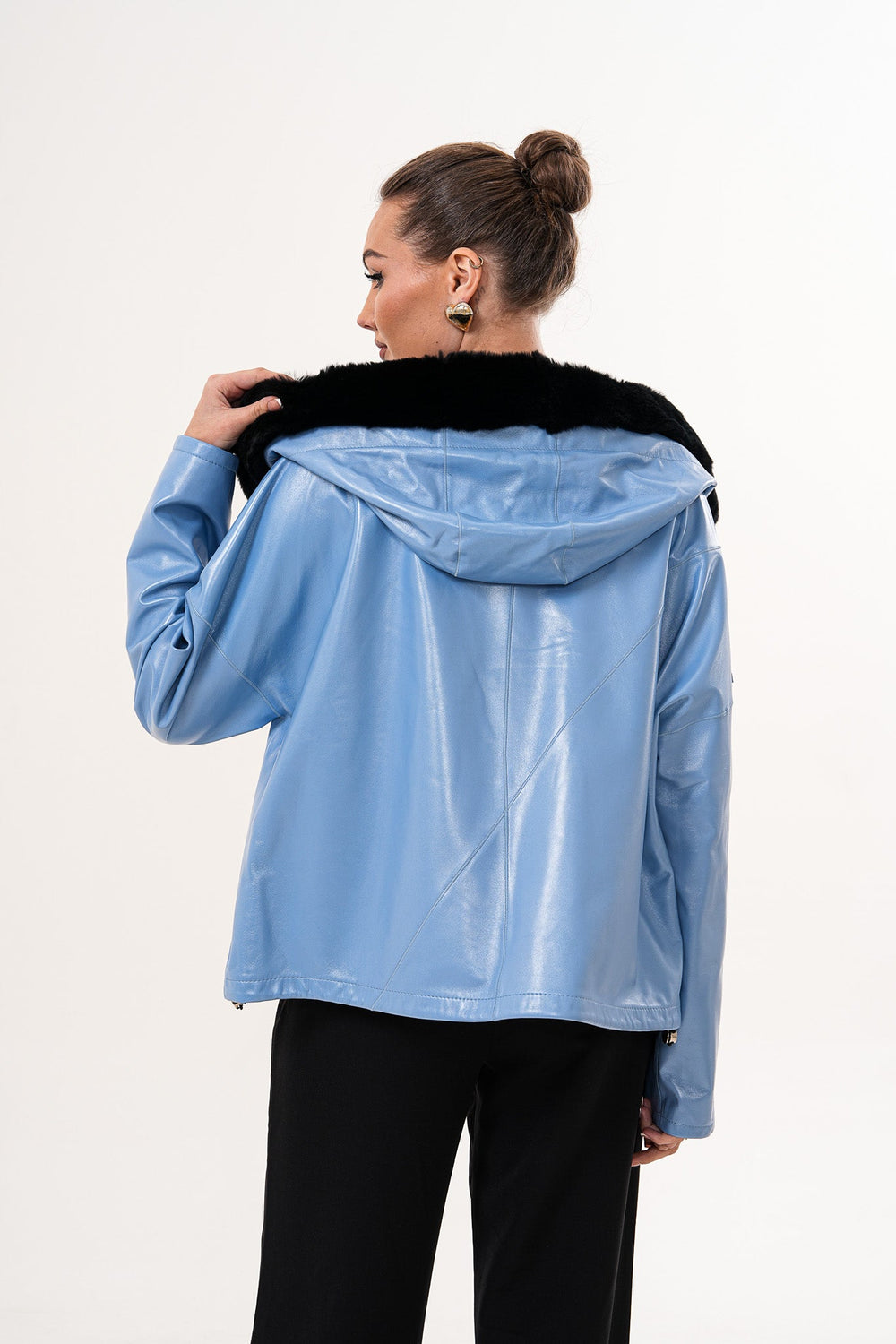 The Velora Sky Blue Reversible Lambskin Leather Jacket Exclusive Style