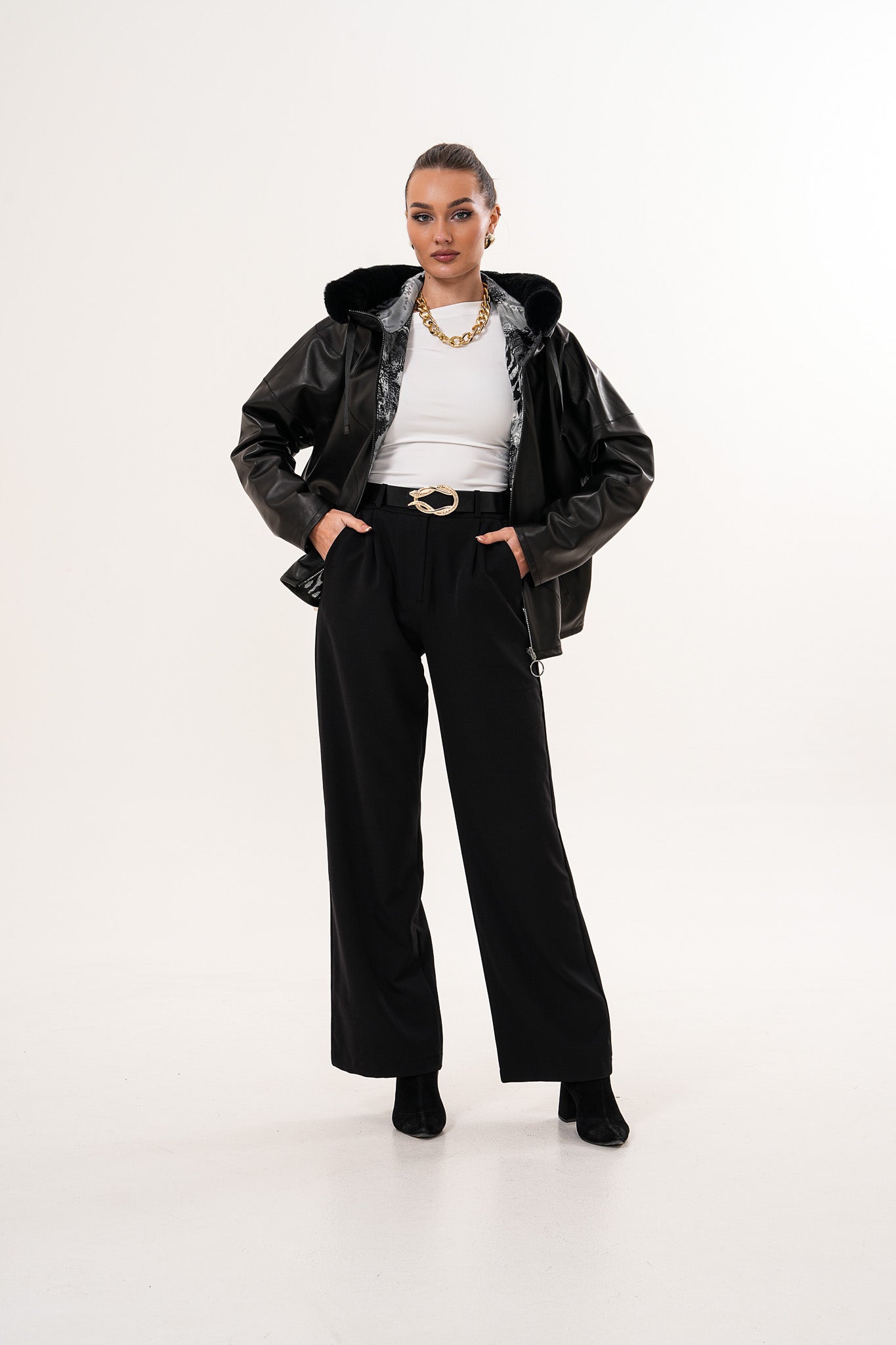 The Velora Black Reversible Lambskin Leather Jacket On Sale