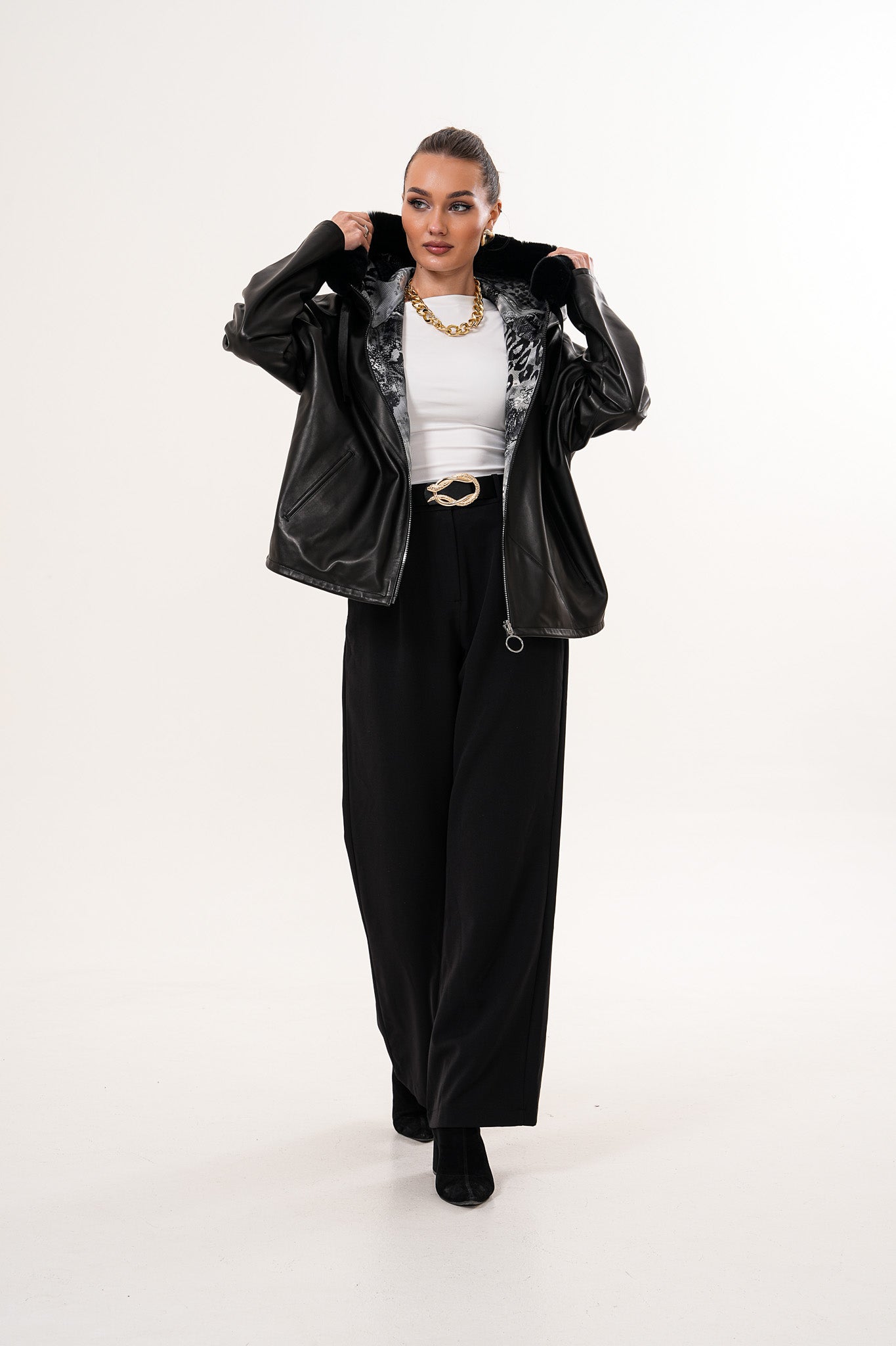 The Velora Black Reversible Lambskin Leather Jacket On Sale