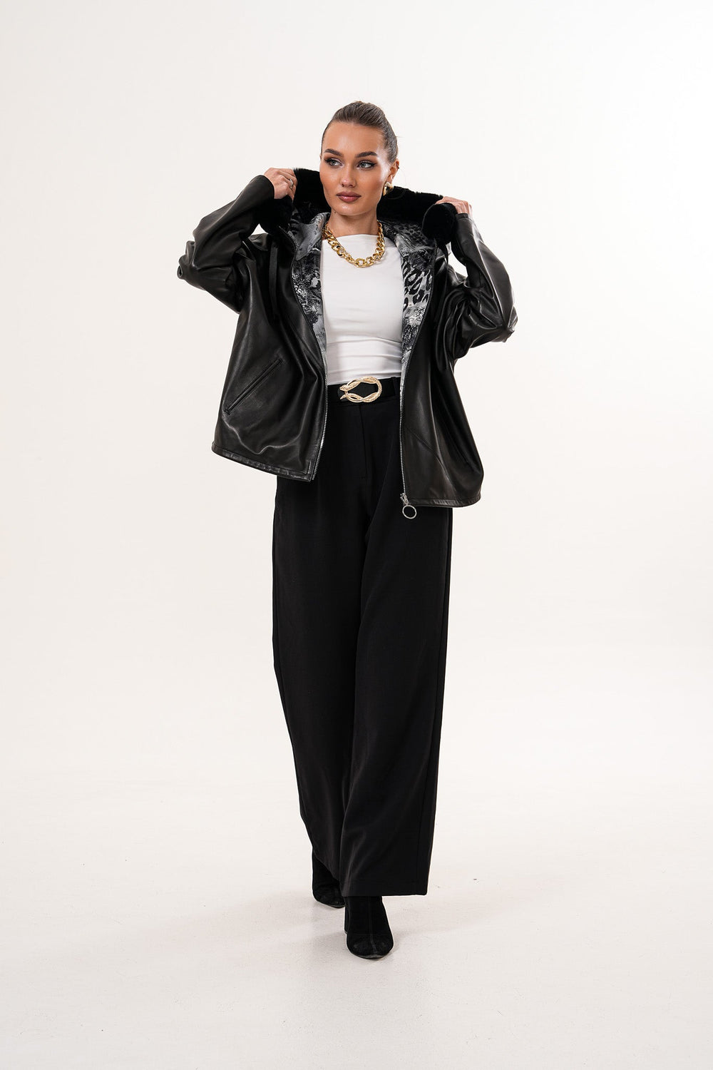 The Velora Black Reversible Lambskin Leather Jacket On Sale