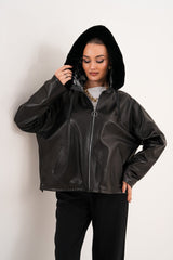The Velora Black Reversible Lambskin Leather Jacket On Sale