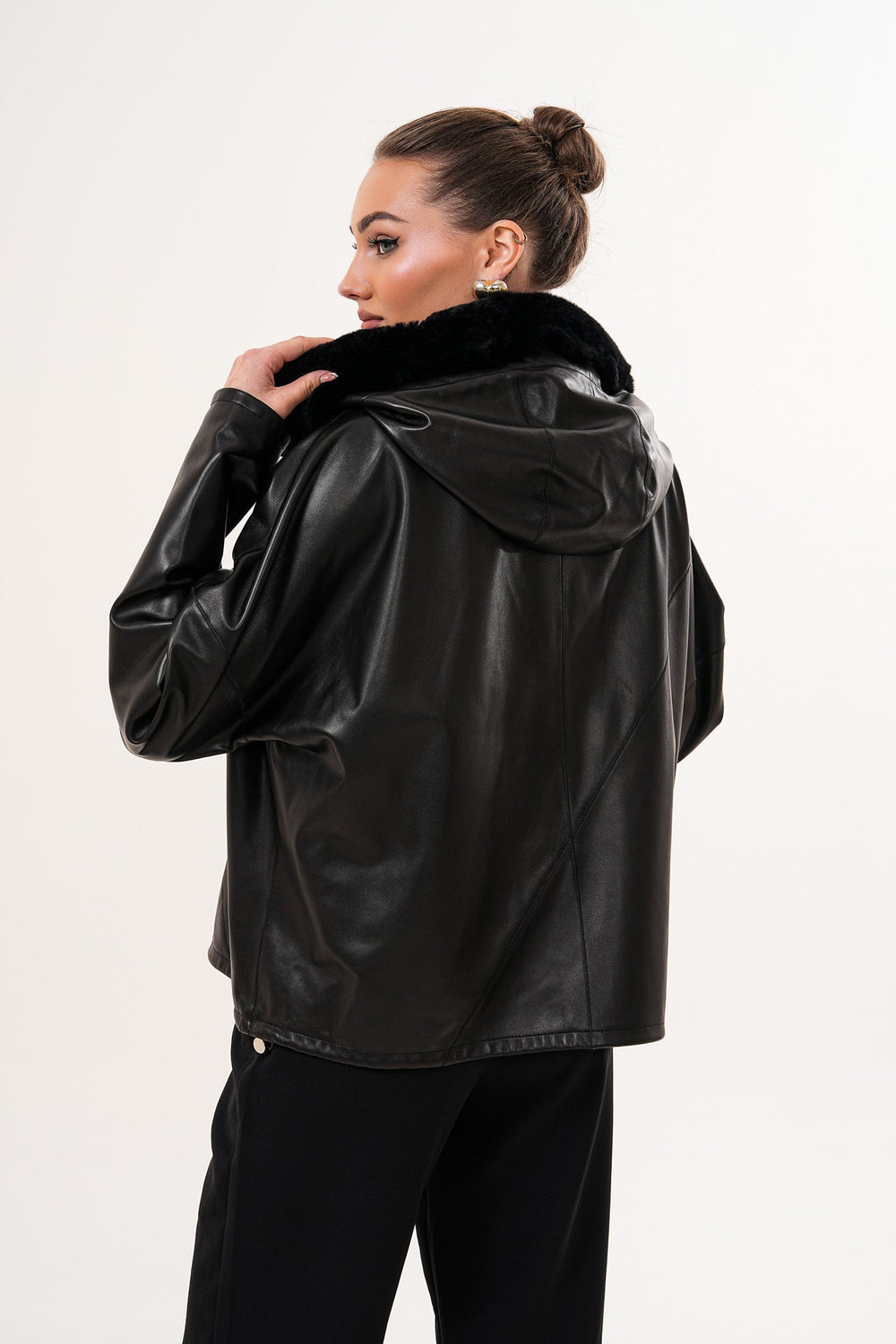 The Velora Black Reversible Lambskin Leather Jacket On Sale