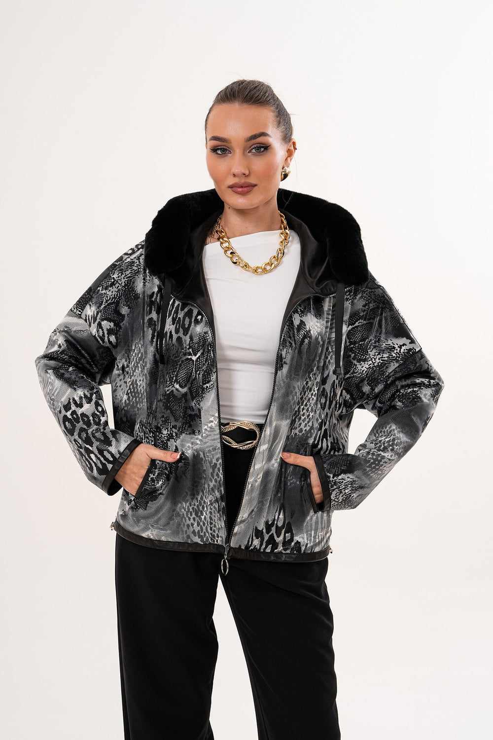 The Velora Black Reversible Lambskin Leather Jacket On Sale