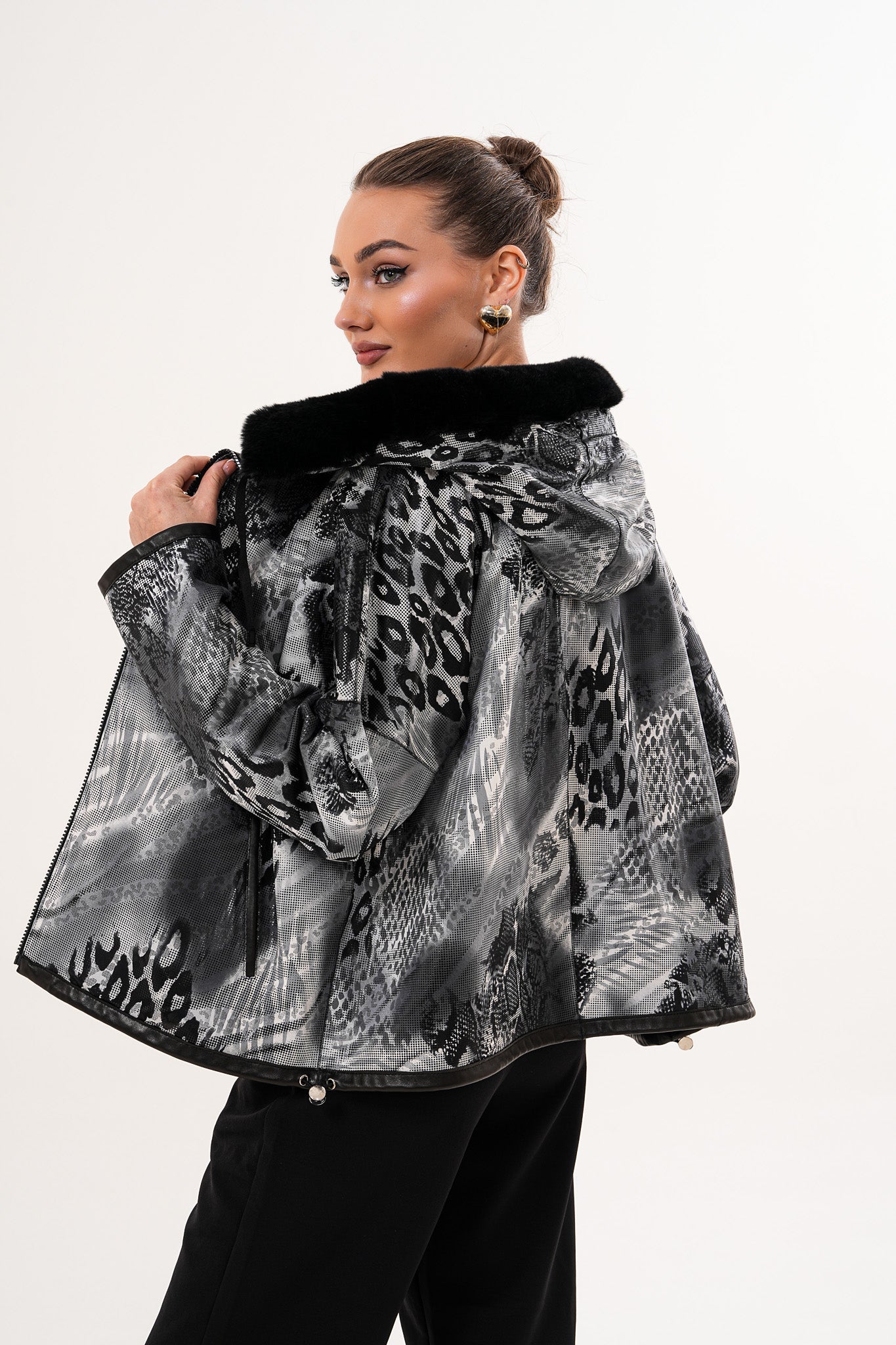 The Velora Black Reversible Lambskin Leather Jacket On Sale