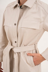 The Eira Cream Leather Jacket For Sale