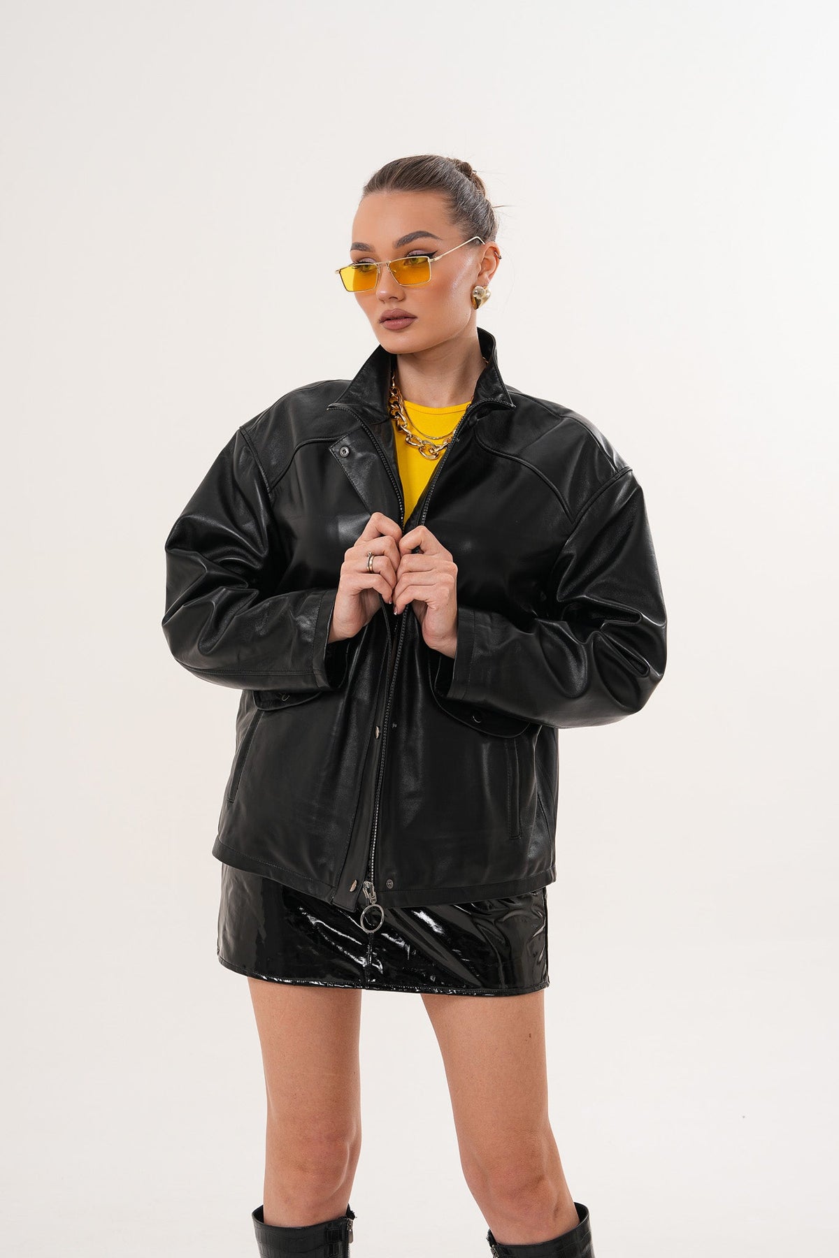 The Nox Black Leather Jacket Universal Fit