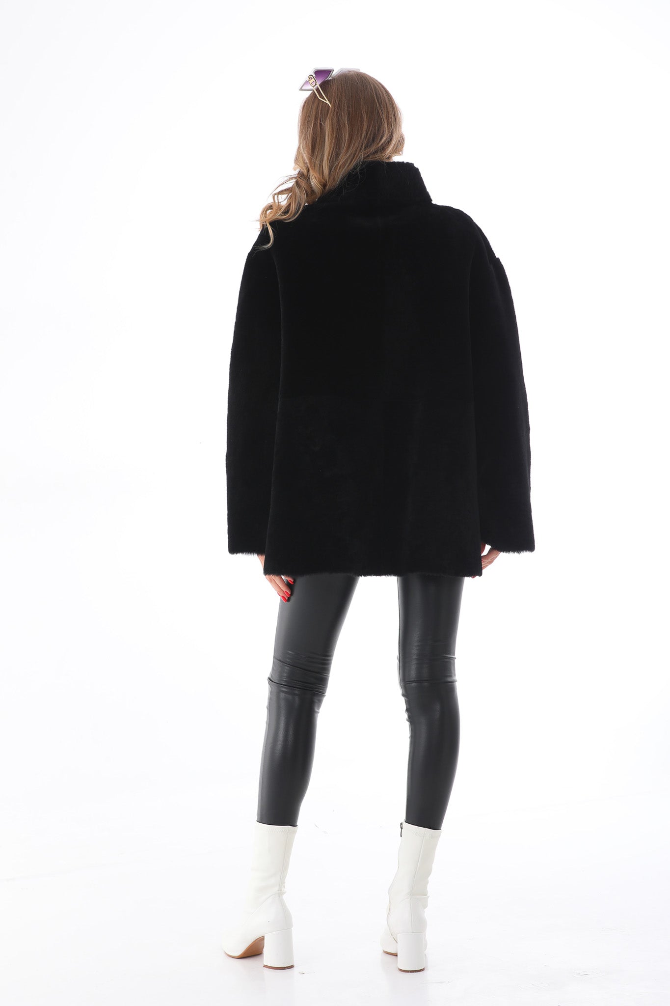 The Luxera Reversible Black Shearling Leather Jacket On Sale