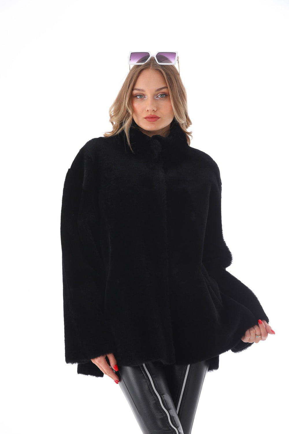 The Luxera Reversible Black Shearling Leather Jacket On Sale