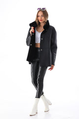 The Luxera Reversible Black Shearling Leather Jacket On Sale