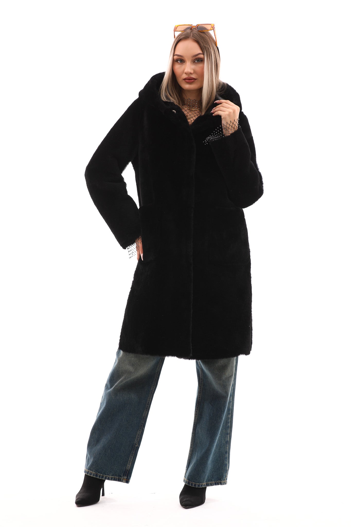 The VESARA Reversible Shearling Leather Coat – Jet Black All New