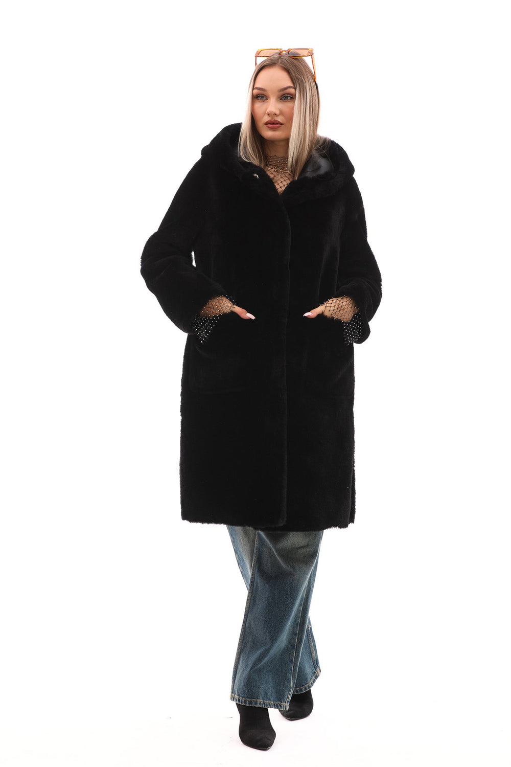 The VESARA Reversible Shearling Leather Coat – Jet Black All New