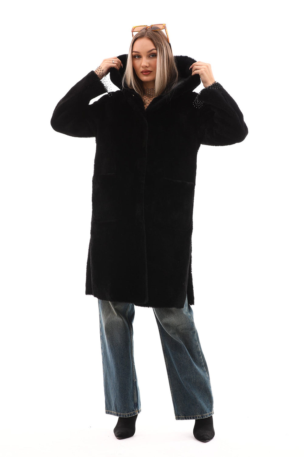 The VESARA Reversible Shearling Leather Coat – Jet Black All New