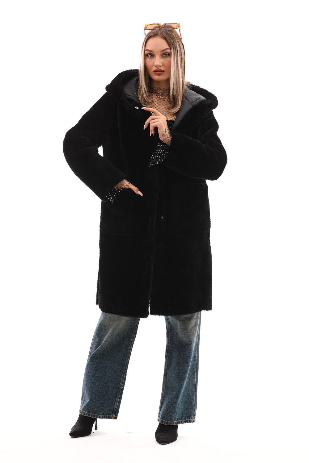 The VESARA Reversible Shearling Leather Coat – Jet Black All New