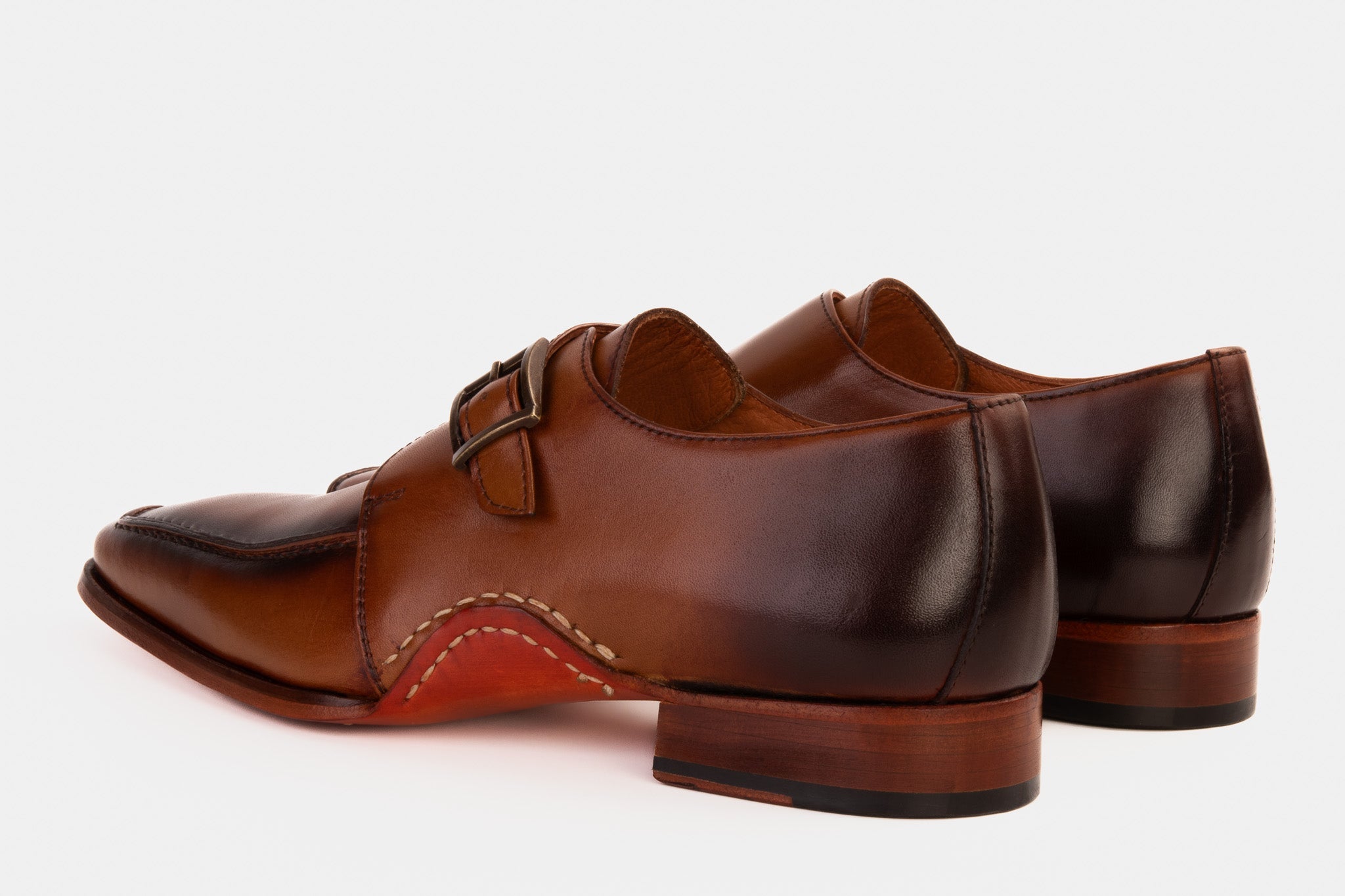 The Hagrid Tan Leather Single Monk Strap Handmade Shoe On Sale
