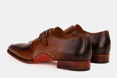 The Hagrid Tan Leather Single Monk Strap Handmade Shoe On Sale