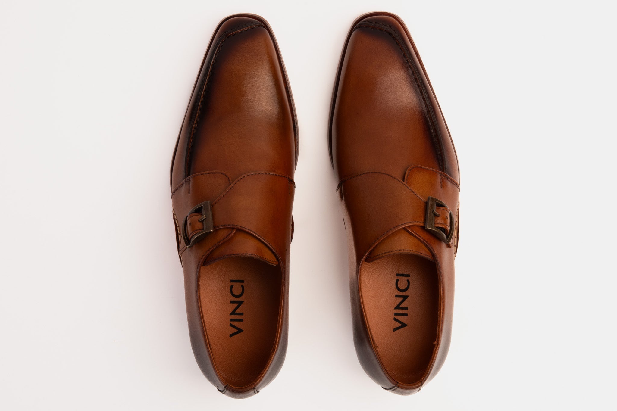 The Hagrid Tan Leather Single Monk Strap Handmade Shoe On Sale