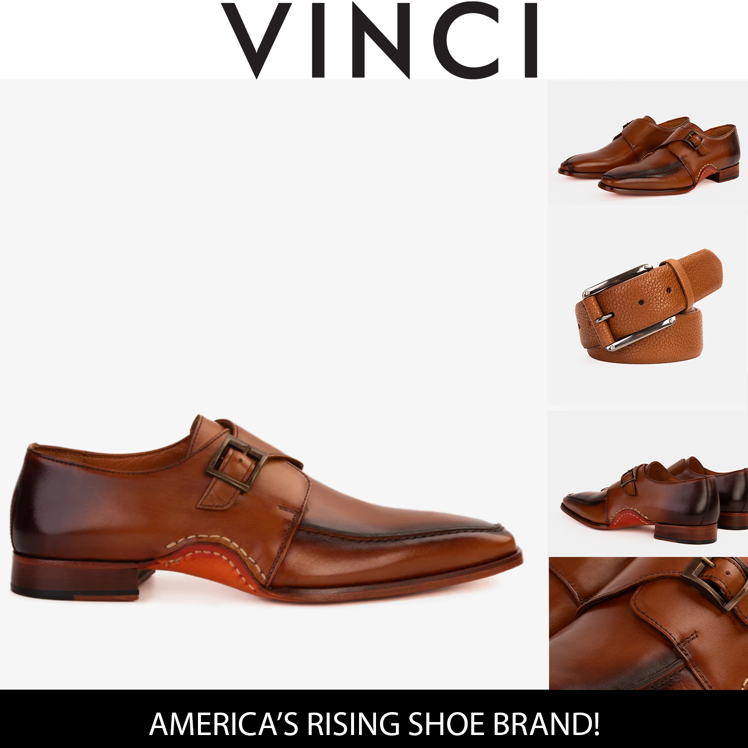 The Hagrid Tan Leather Single Monk Strap Handmade Shoe On Sale