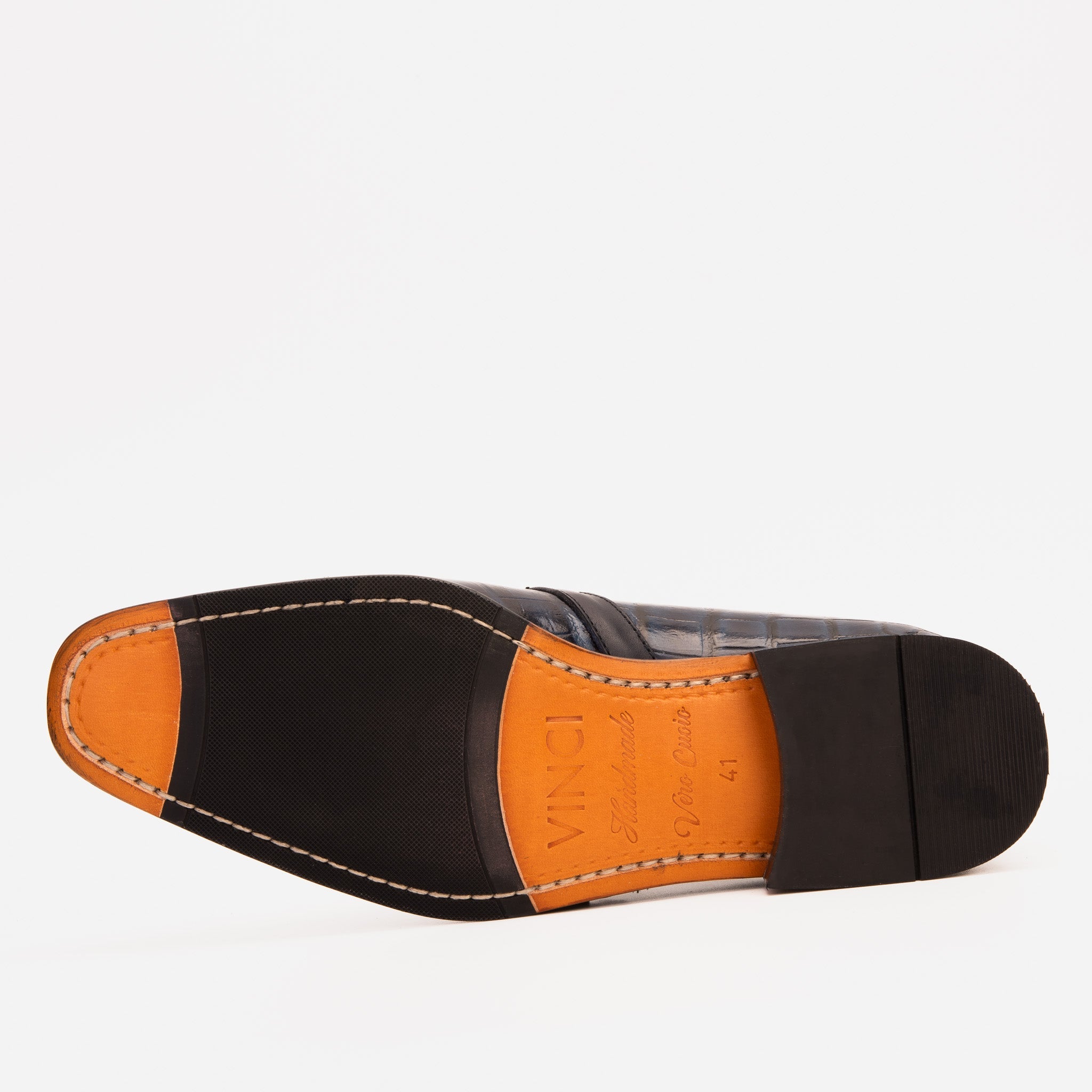 The Strat Single Monk Strap Cap Toe Navy Leather Handmade Shoe For Sale