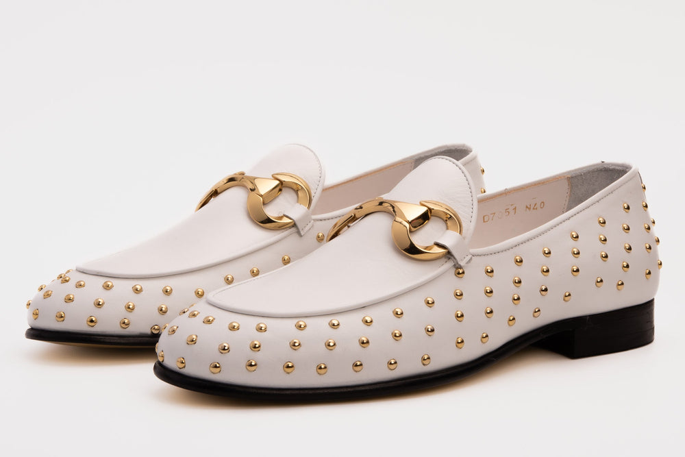 The Jupiter  Shoe White Spike Leather  Bit Dress Loafer Limited Edition Shoe All New