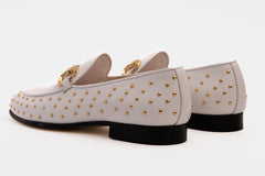 The Jupiter  Shoe White Spike Leather  Bit Dress Loafer Limited Edition Shoe All New