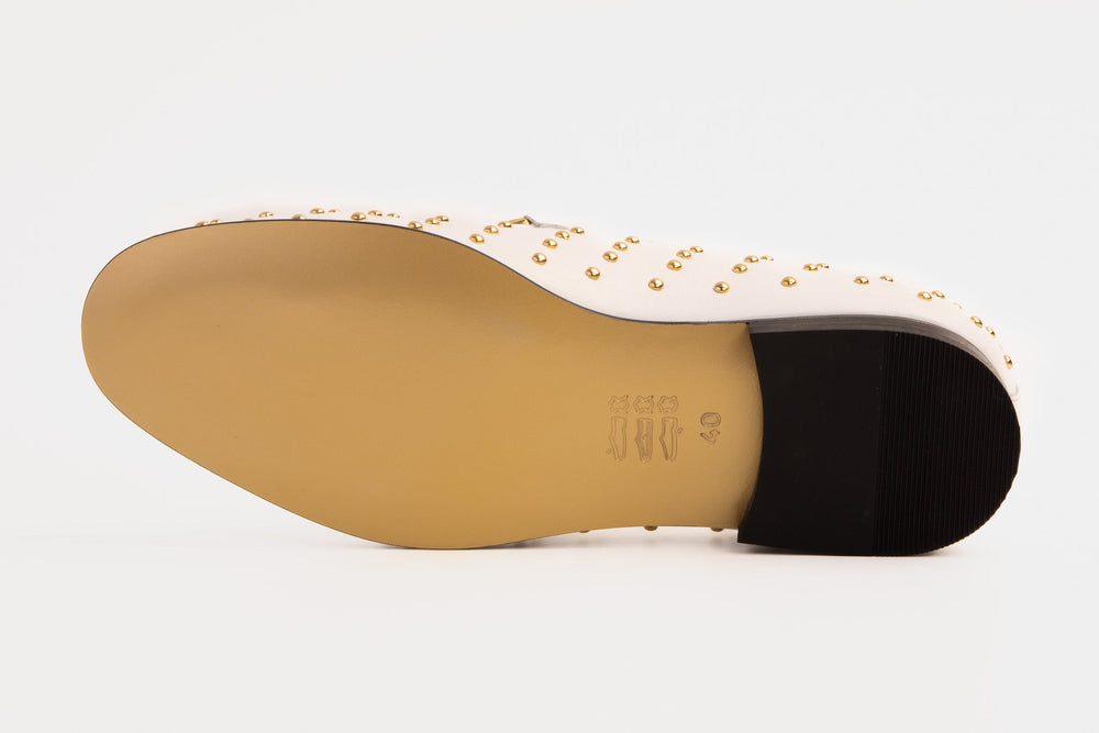 The Jupiter  Shoe White Spike Leather  Bit Dress Loafer Limited Edition Shoe All New