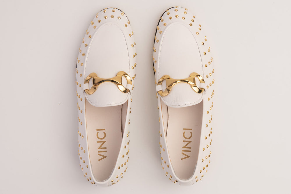 The Jupiter  Shoe White Spike Leather  Bit Dress Loafer Limited Edition Shoe All New