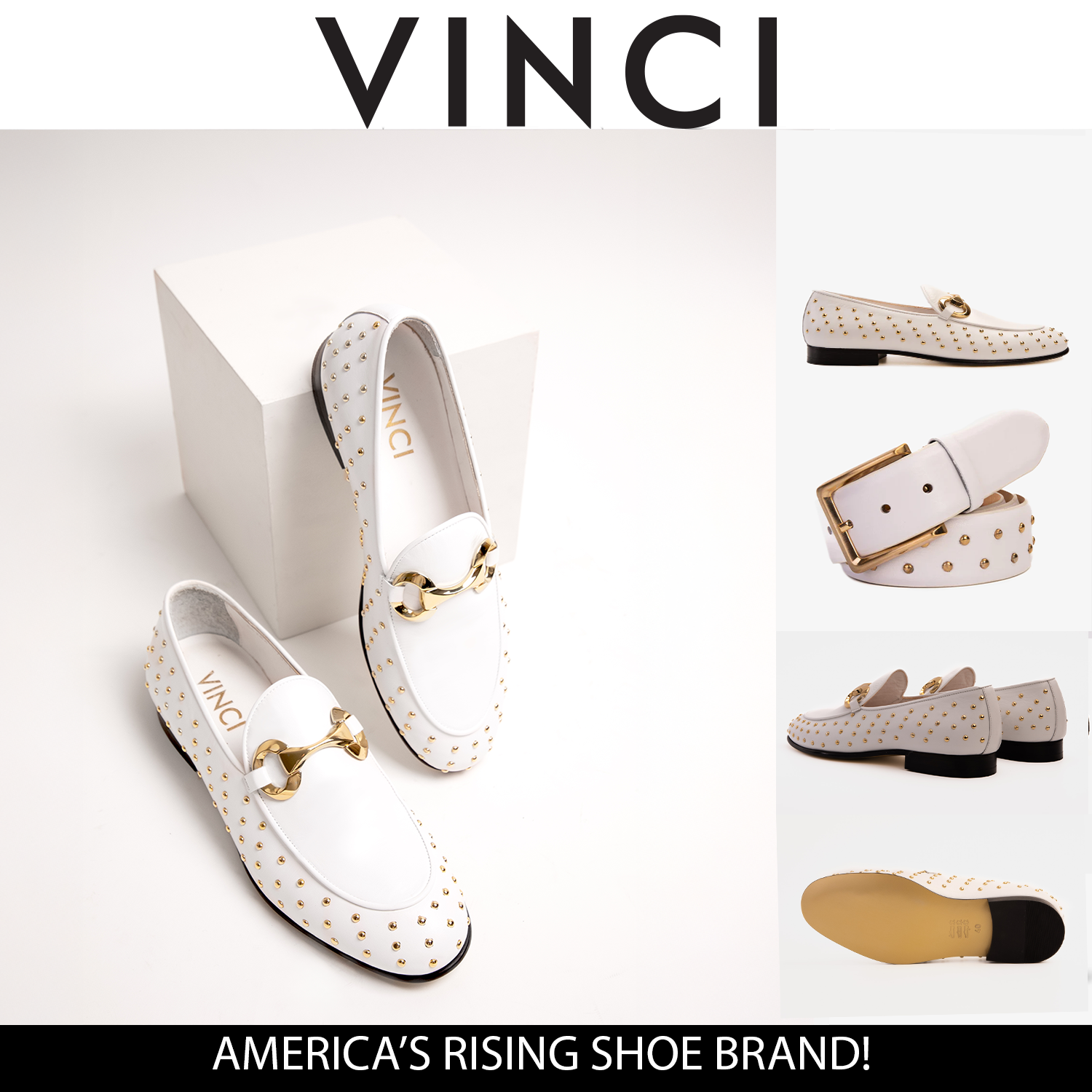 The Jupiter  Shoe White Spike Leather  Bit Dress Loafer Limited Edition Shoe All New