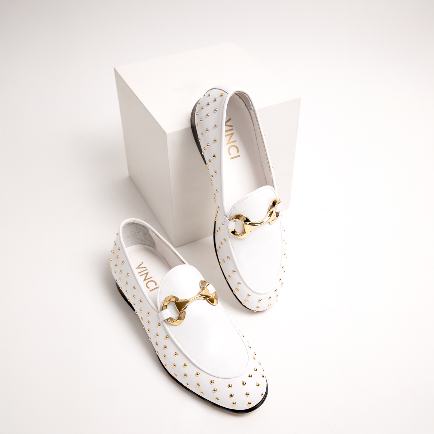 The Jupiter  Shoe White Spike Leather  Bit Dress Loafer Limited Edition Shoe All New
