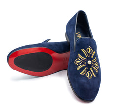 The Lazio Shoe Navy Blue Suede Slip-on Loafer Shoe Fine Craftsmanship