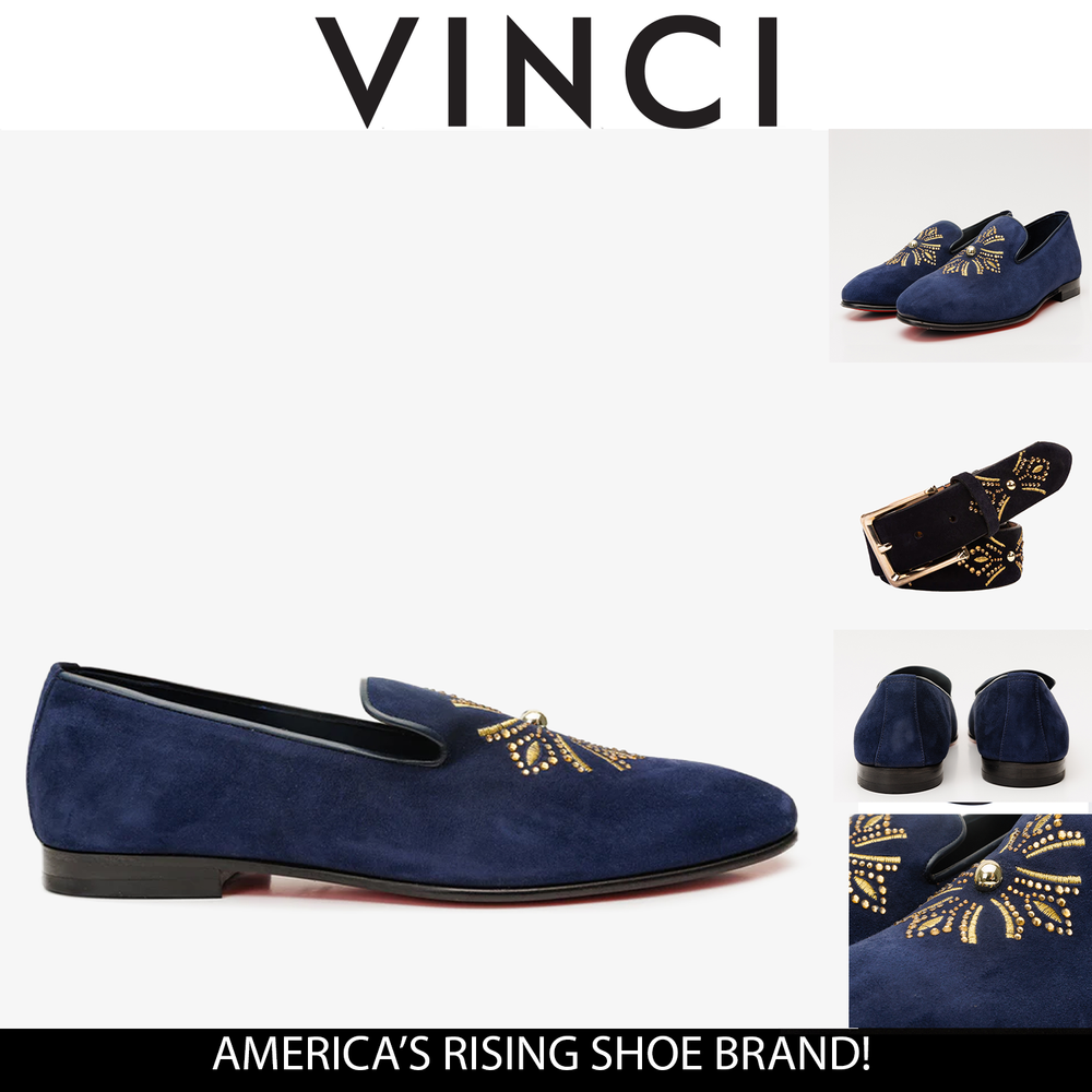 The Lazio Shoe Navy Blue Suede Slip-on Loafer Shoe Fine Craftsmanship