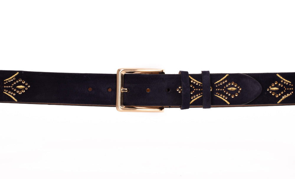 The Lazio Navy Blue Suede Leather Belt Exclusive Style
